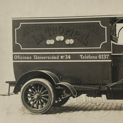 Antique Delahaye Truck Van Photo Photograph Company Embossed Cerveza Beer