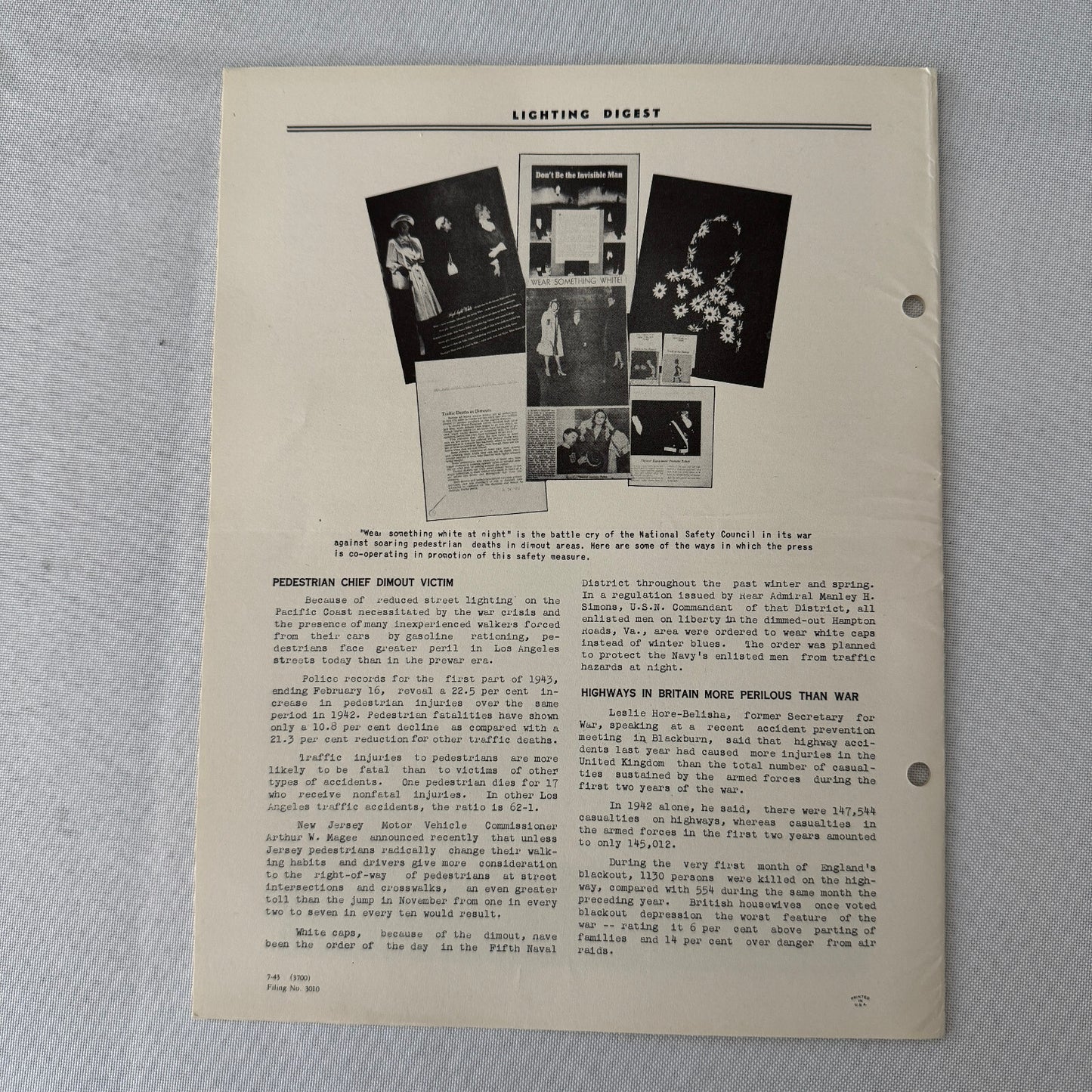 1943 General Electric Lighting Digest Newsletter Highway Lighting Ephemera