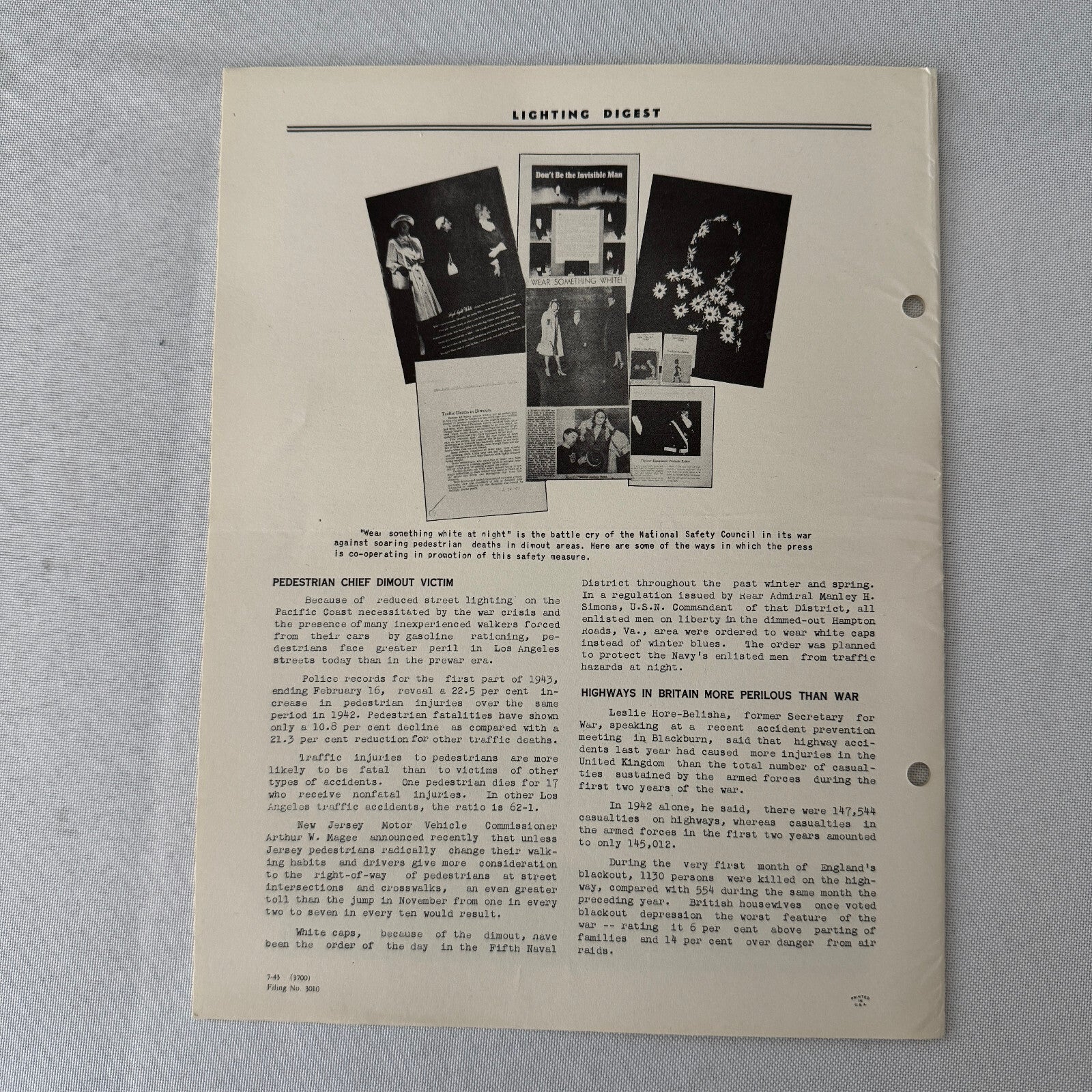 1943 General Electric Lighting Digest Newsletter Highway Lighting Ephemera