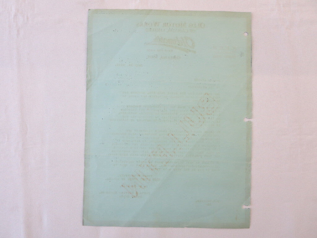 1921 Oldsmobile Dealer Bulletin Letter Prest-O-Lite Batteries Prestolite