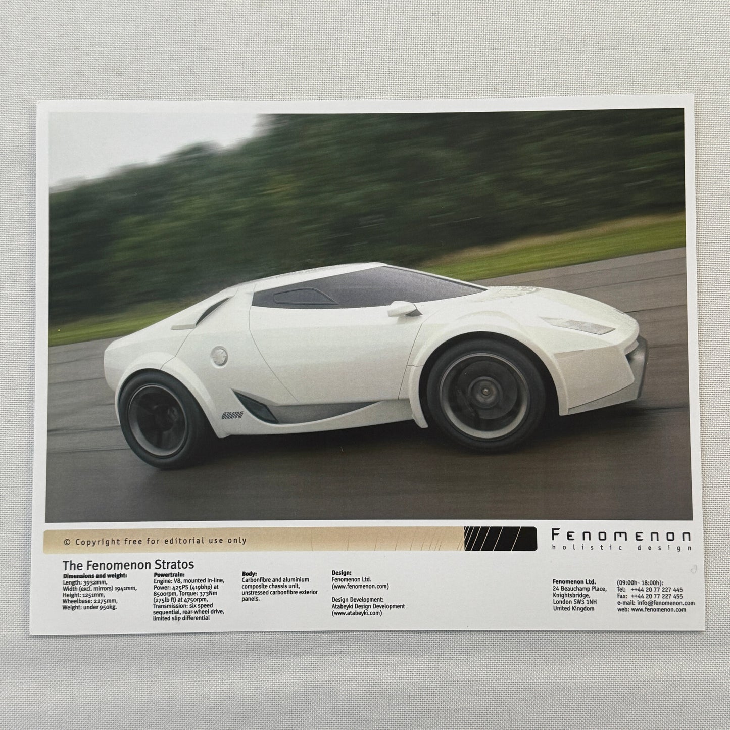 Fenomenon Stratos Concept Car Press Kit Lancia Stratos CD