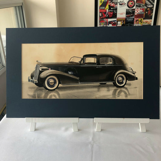 1937 Cadillac Advertising Artwork Art Illustration - Authentic Hand Drawing 