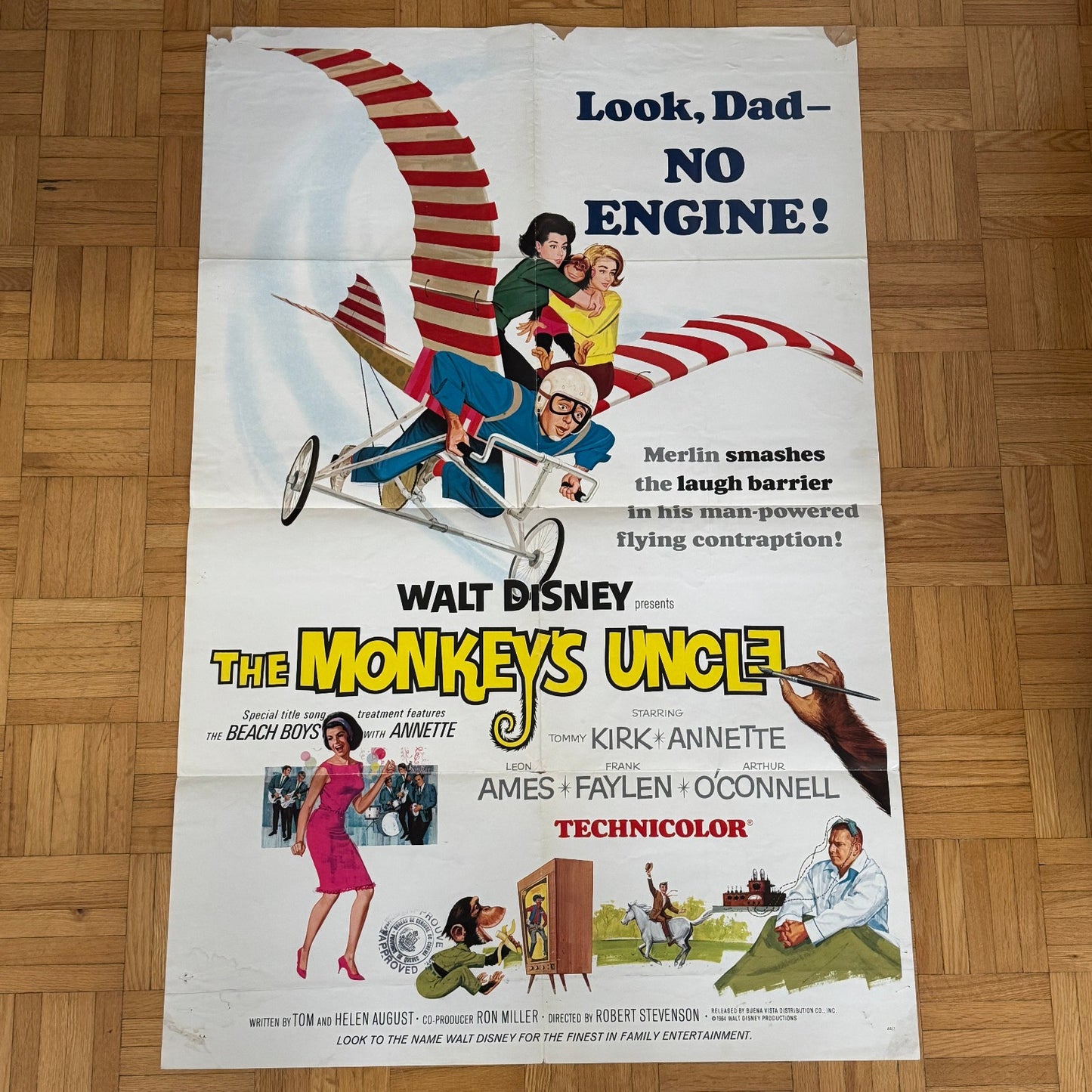 Vintage Disney Movie Poster The Monkeys Uncle 1964 Walt Disney Film