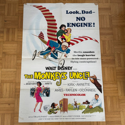 Vintage Disney Movie Poster The Monkeys Uncle 1964 Walt Disney Film