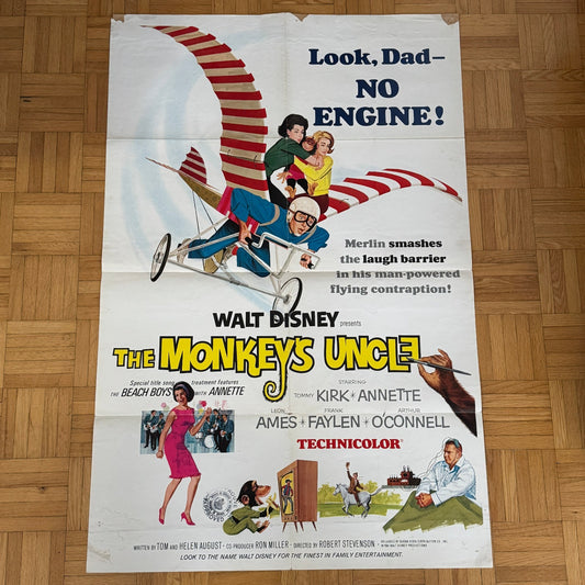 Vintage Disney Movie Poster The Monkeys Uncle 1964 Walt Disney Film
