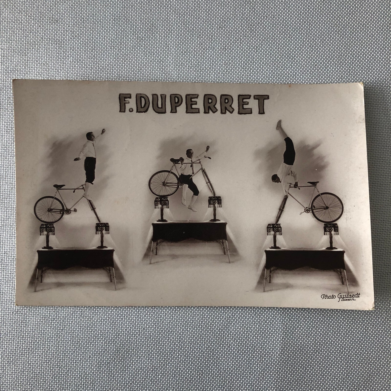 Circus Bicycle Balancing Act Postcard Post Card F Duperret Vintage