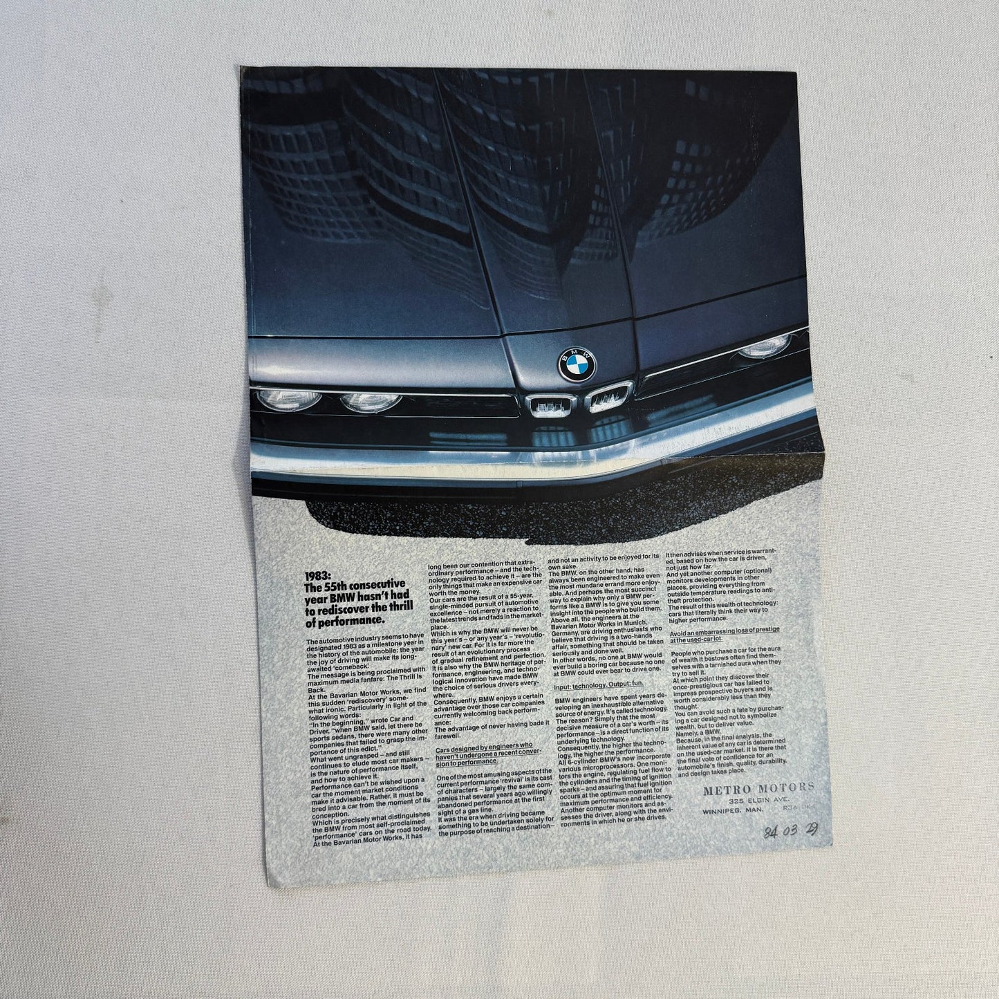 1983 BMW Sales Brochure Catalog 318i 528e 533i 633 CSi 733i 633CSi