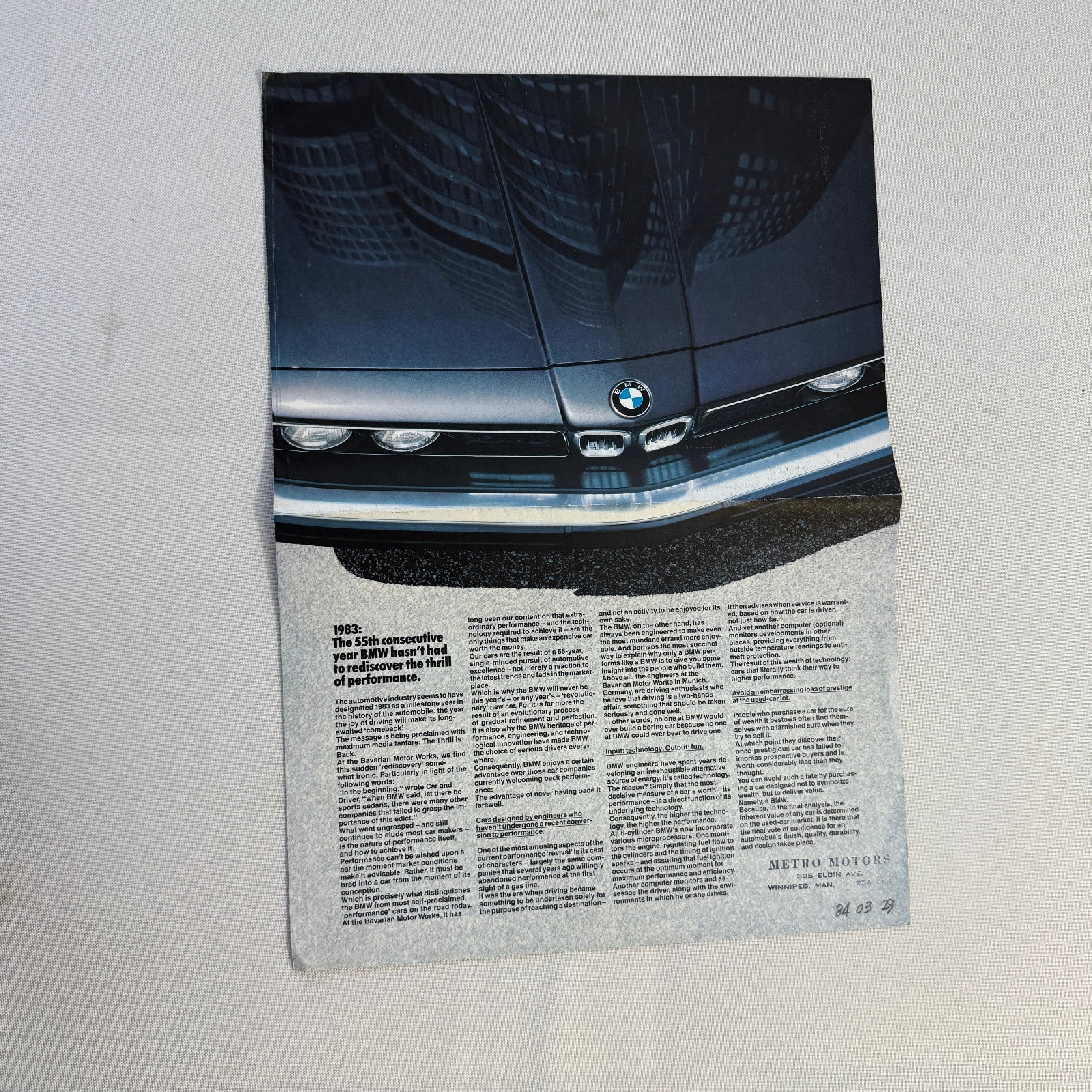 1983 BMW Sales Brochure Catalog 318i 528e 533i 633 CSi 733i 633CSi