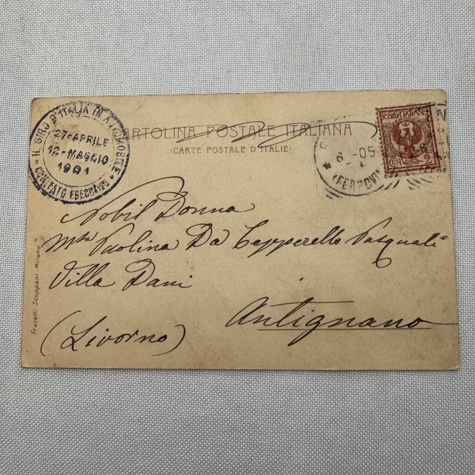 Vintage Car Automobile Postcard Post Card Italy Italian Posted with Stamp