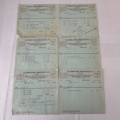 Cooperating Merchants Company Buggies and Hardware 1908 Receipt Invoice Lot 6x