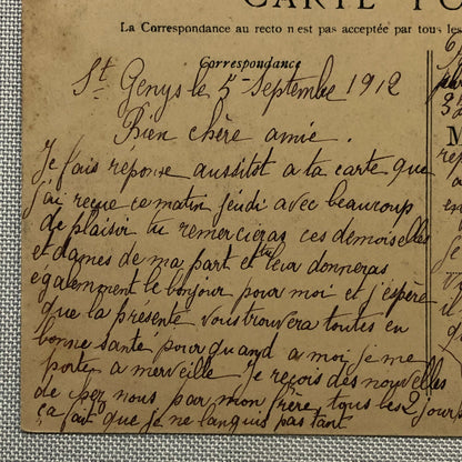 Antique 1906 Circuit de la Sarthe Racing Car Postcard Post Card French