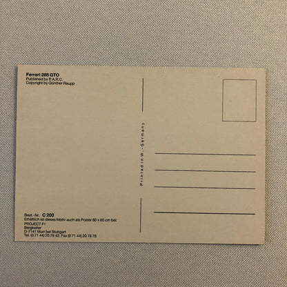 Ferrari 288 GTO Car Postcard Post Card Ferrari 288GTO