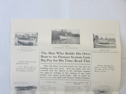 Vintage 1909 Pioneer Boat & Pattern Company Brochure Advertisement 