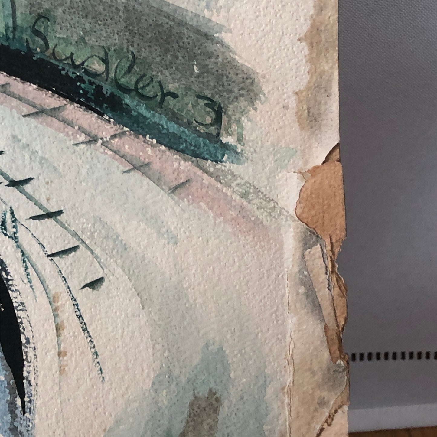 Vintage Painting Art Artwork Artist Arthur E Sudler Buildings Road Water