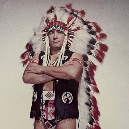 Vintage Wrestling Print Insert Johnny War Eagle Quebec French 1973