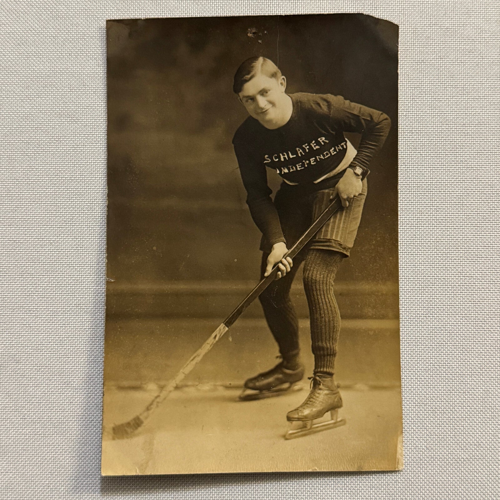 Hockey Player Antique Photo Photograph Young Amateur Vintage