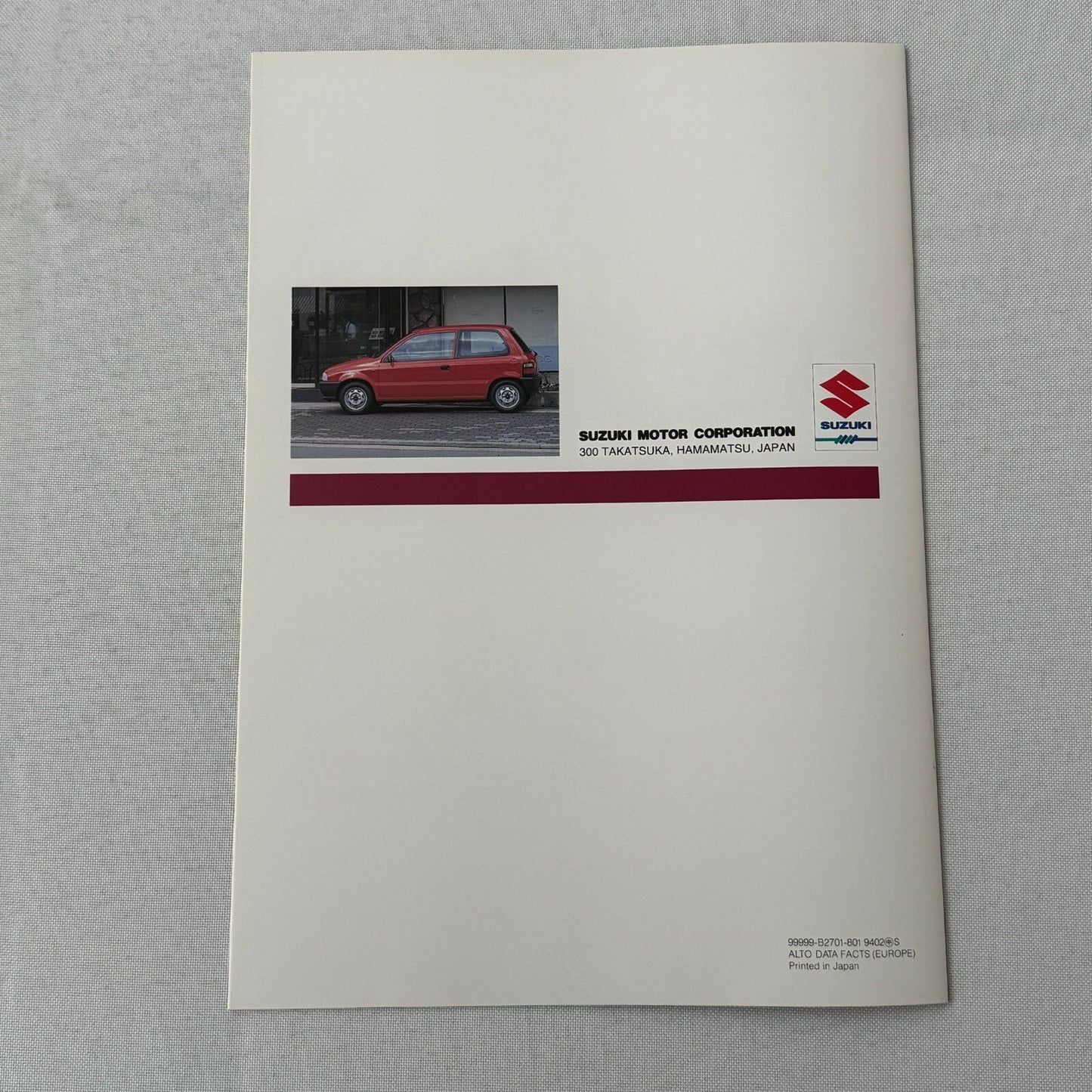 Suzuki Alto Car Press Kit Brochure Catalog Photos European
