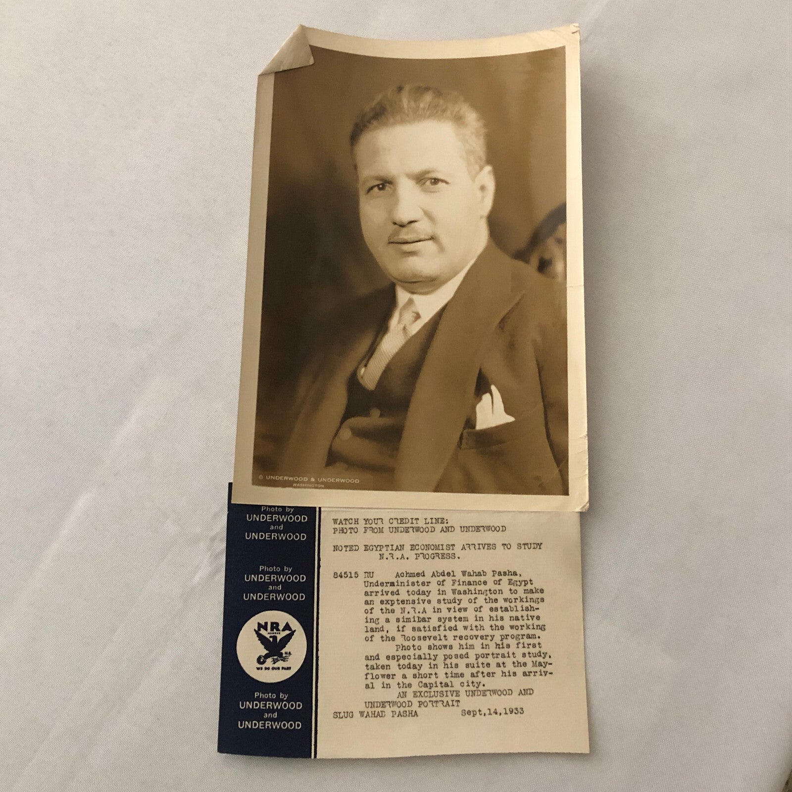 Press Photo Photograph Egypt Egyptian NRA National Recovery Administration 1933