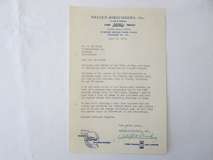 1946 - 1949 Nelsen - Hirschberg Ford Car & Truck Dealer Letter Letterhead Lot 4x