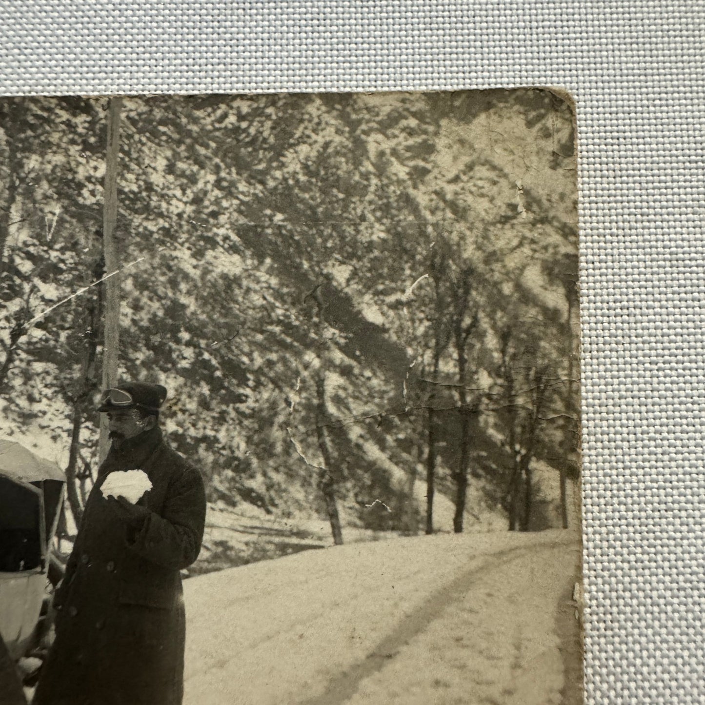 Vintage Postcard Real Photo Postcard RPPC Post Card Men Car Automobile Snow
