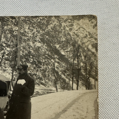 Vintage Postcard Real Photo Postcard RPPC Post Card Men Car Automobile Snow