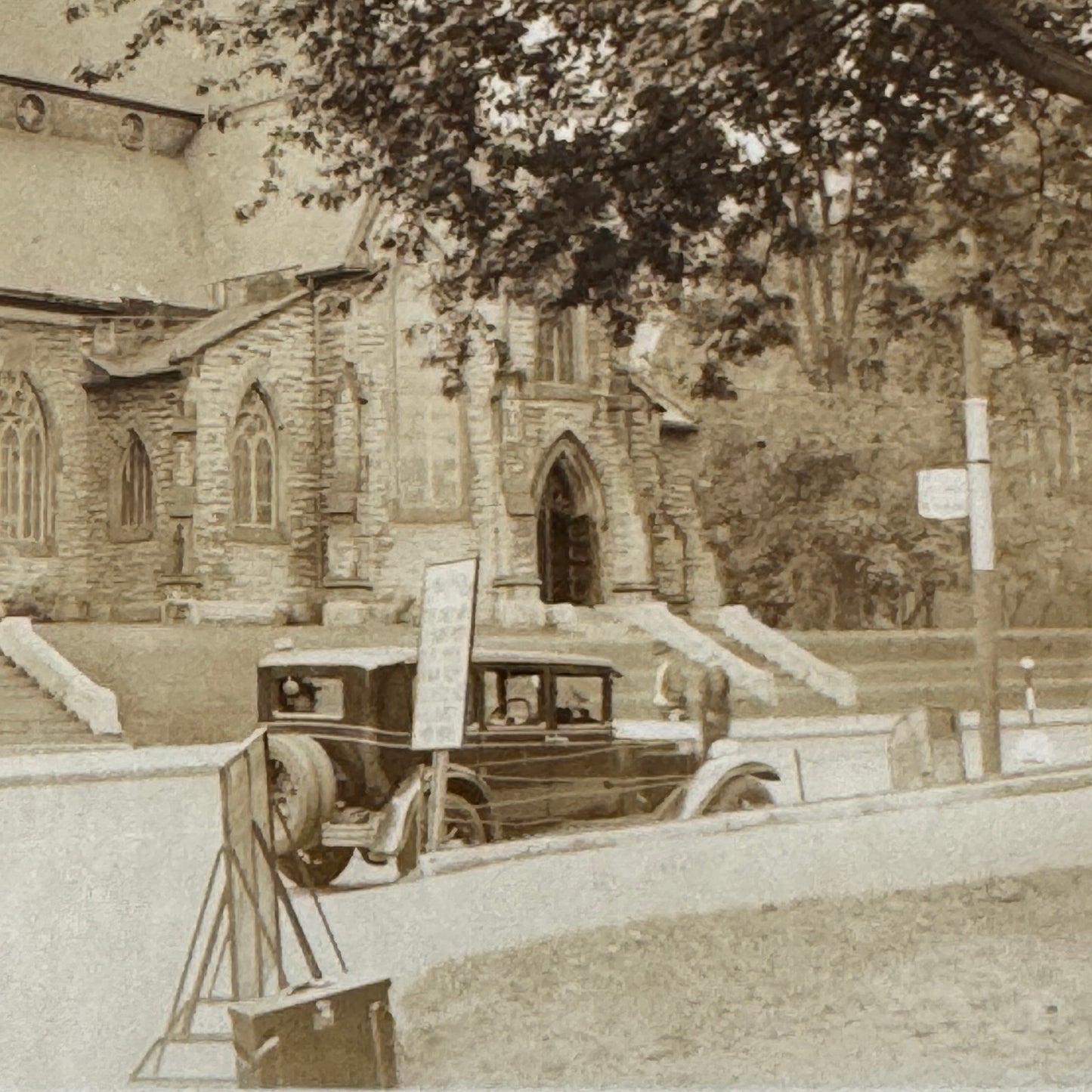 Vintage Photo Photograph 1929 St George's Church Car Automobile Building