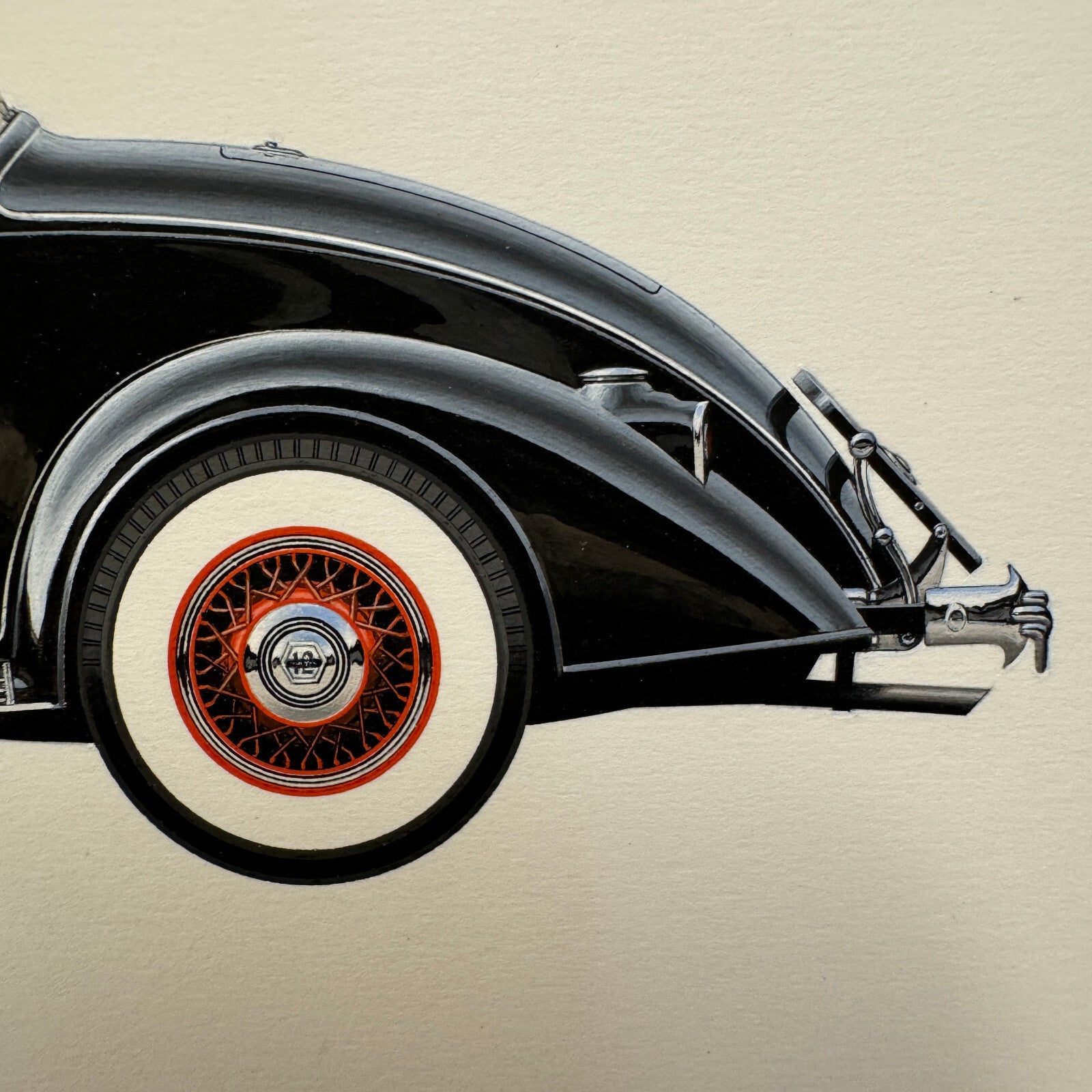 1935 Pierce Arrow 12 Convertible Coupe Roadster Car Illustration Art Drawing