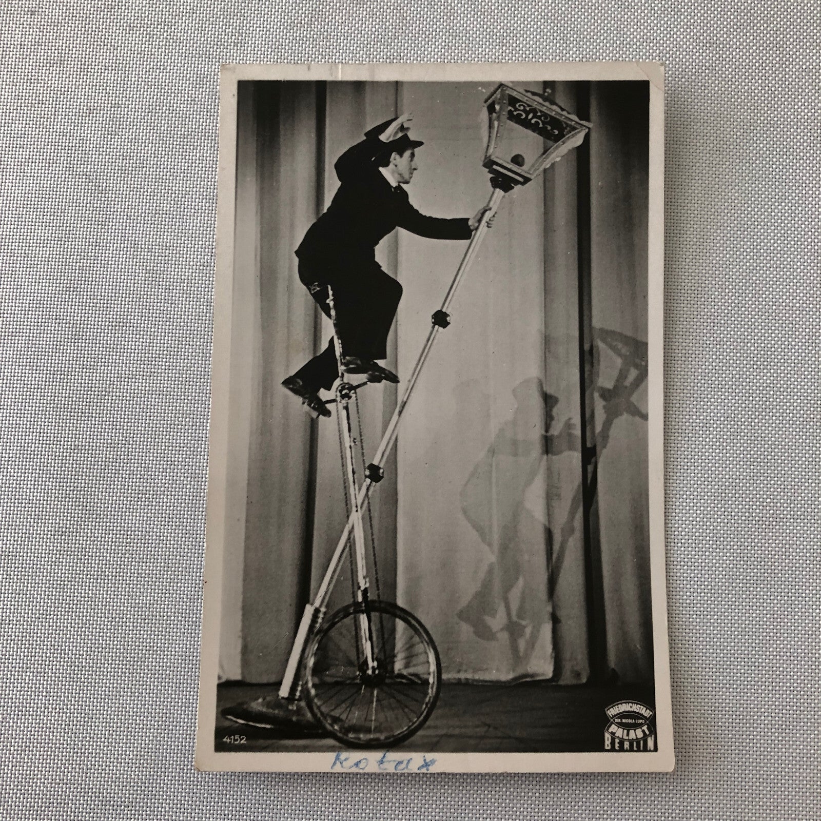 Circus Performer Balancing on Unicycle Photo Photograph Vintage