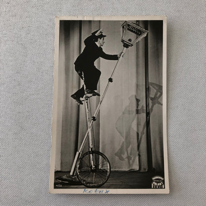 Circus Performer Balancing on Unicycle Photo Photograph Vintage