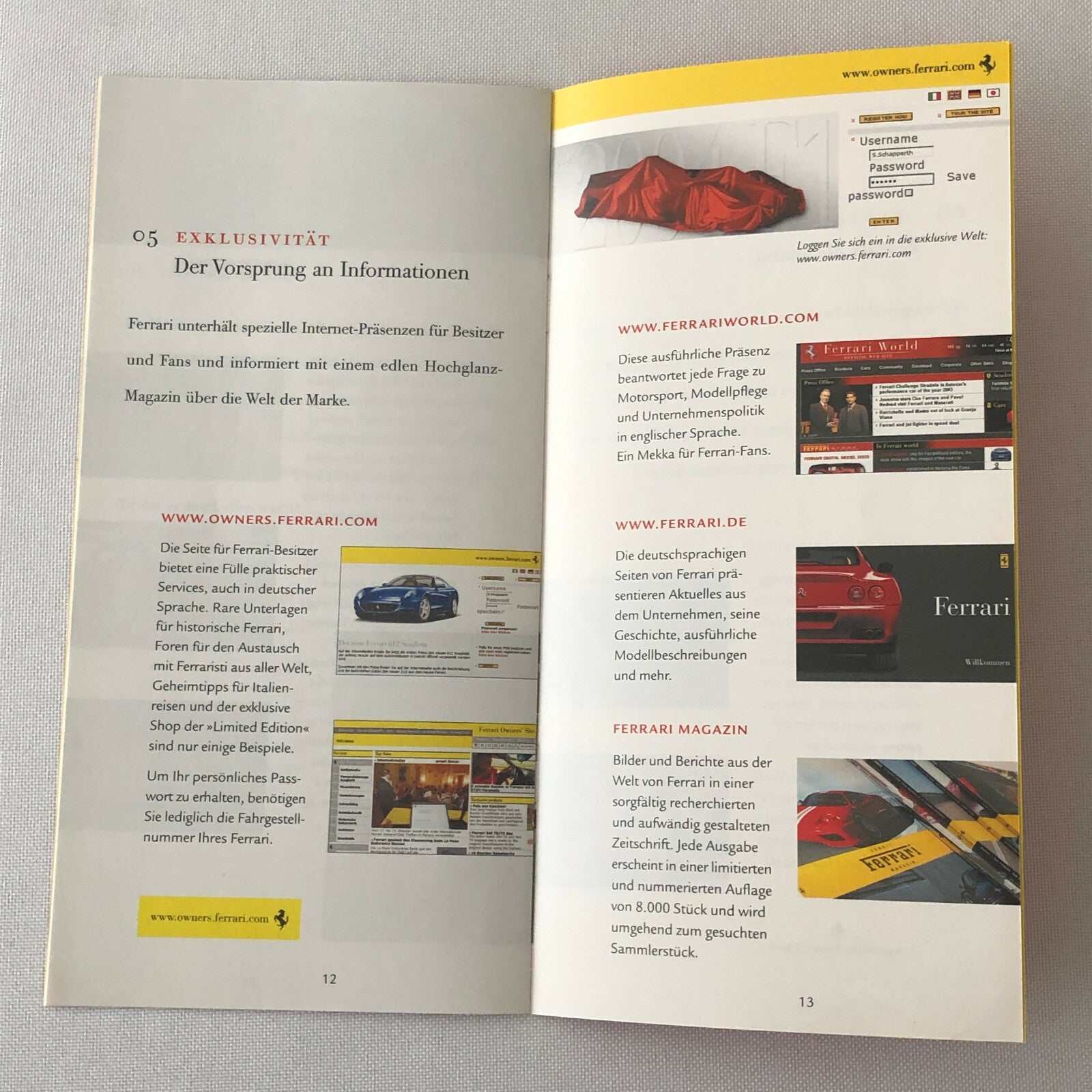 Ferrari Services Sales Brochure Catalog 360 Challenge Racing Carrozzeria GERMAN 