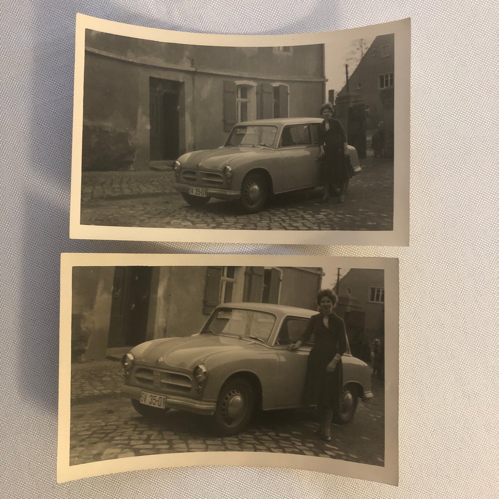 Vintage Photo Photograph Snapshot Lot of 2 Woman with Car Germany 1956 AL22SM1