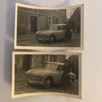 Vintage Photo Photograph Snapshot Lot of 2 Woman with Car Germany 1956 AL22SM1