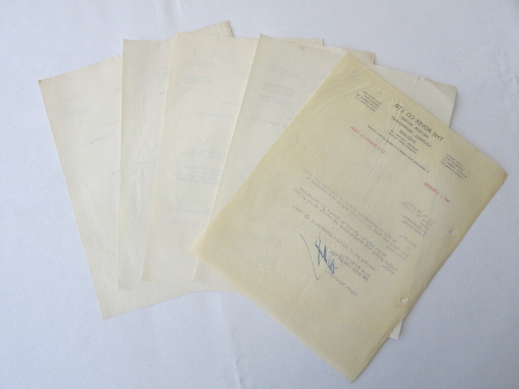 1948 - 1955 Rover Car Company Letter Letterhead Document Lot of 5