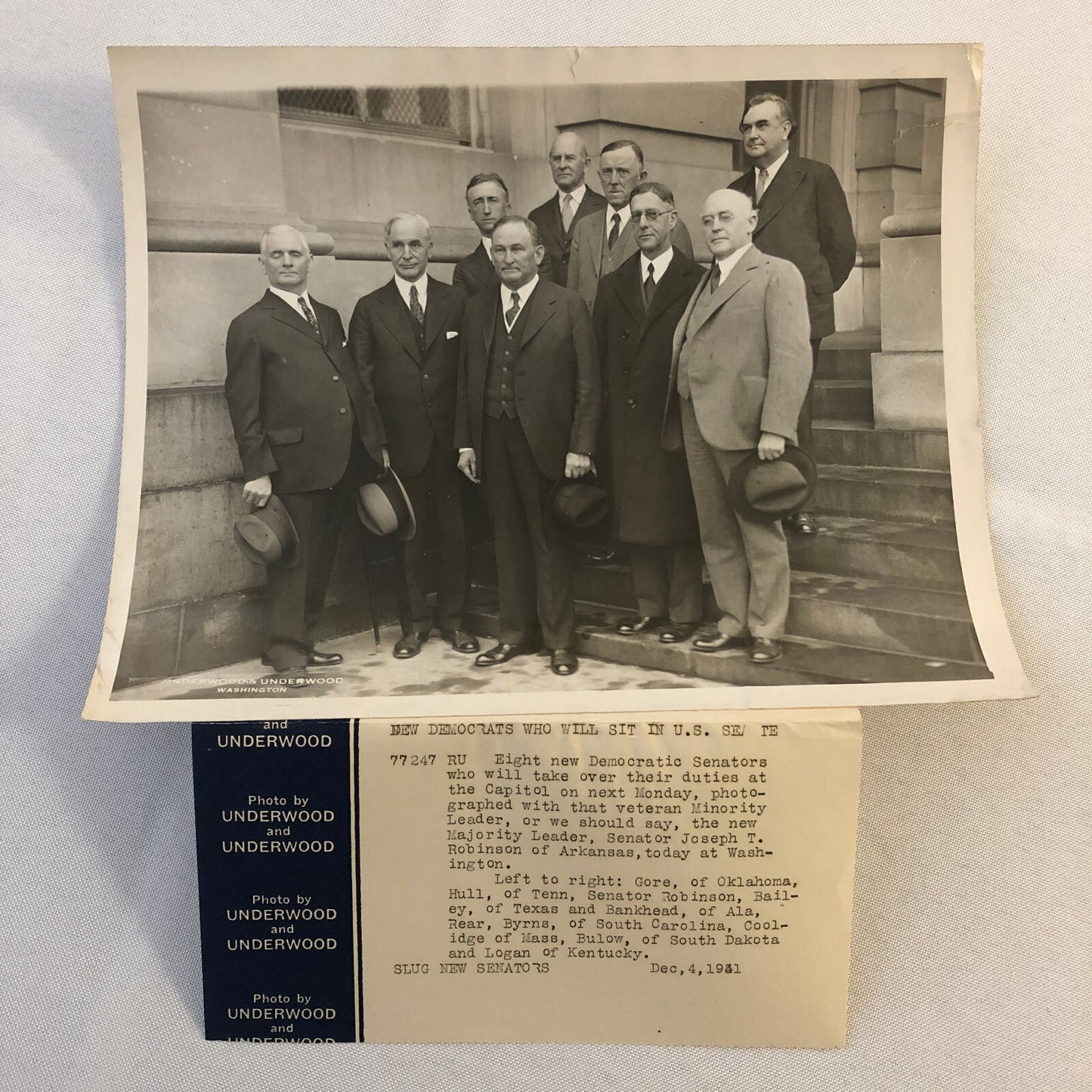 Press Photo Photograph Democratic Senators 1931 Underwood & Underwood Photo