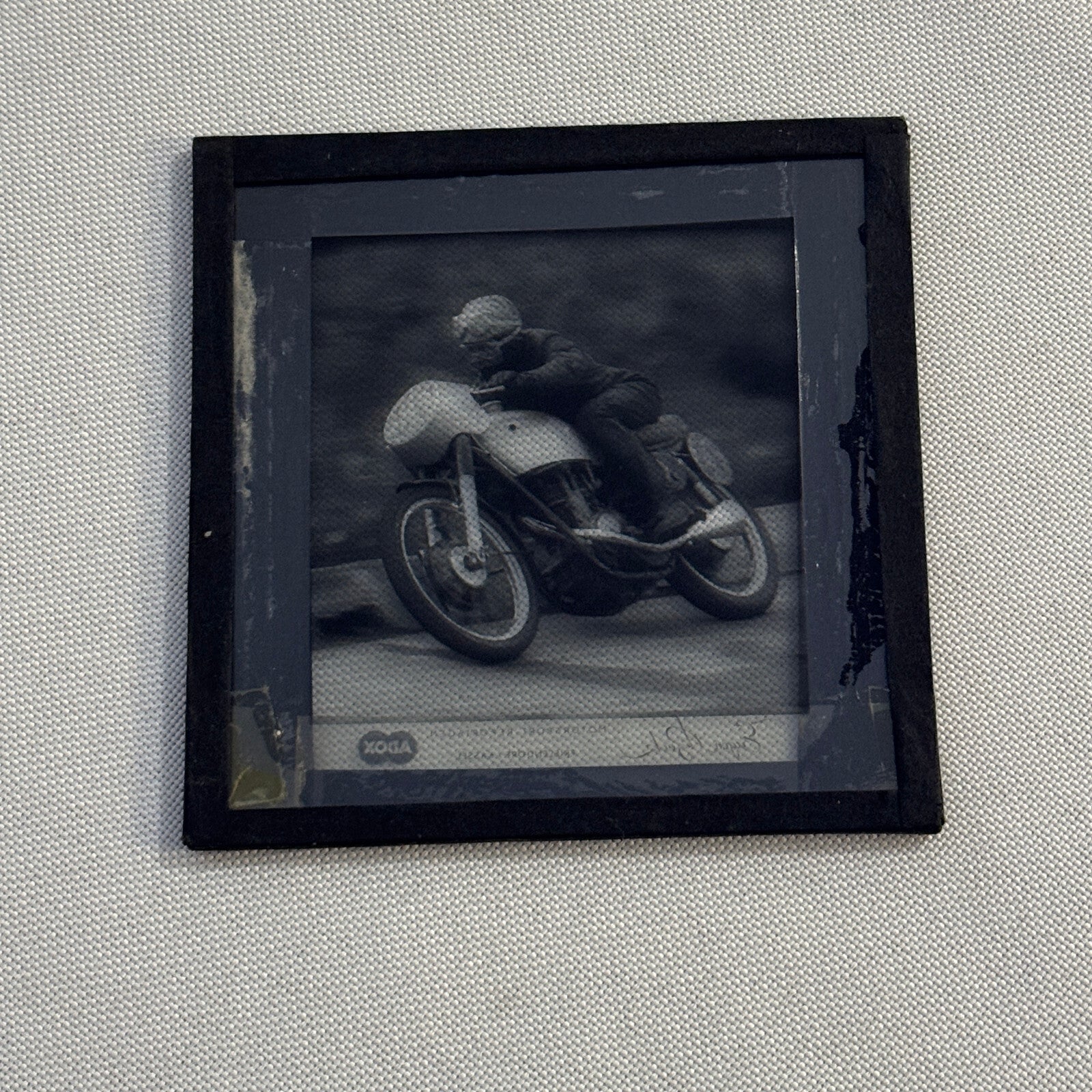 Antique Glass Plate Lantern Slide Motorcycle Racing Hans Baltisberger German Bik