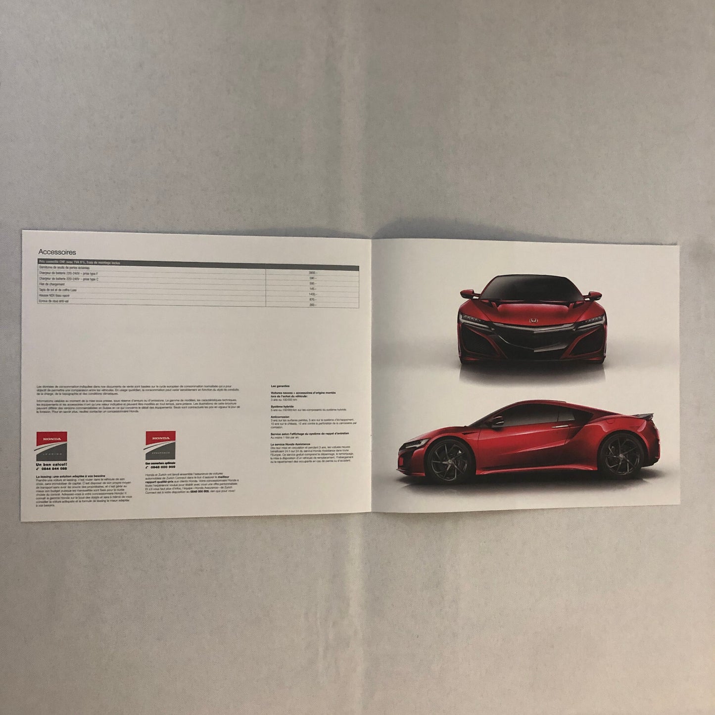 2017 Honda NSX Sales Brochure Catalog Technical Spec SWITZERLAND French Text