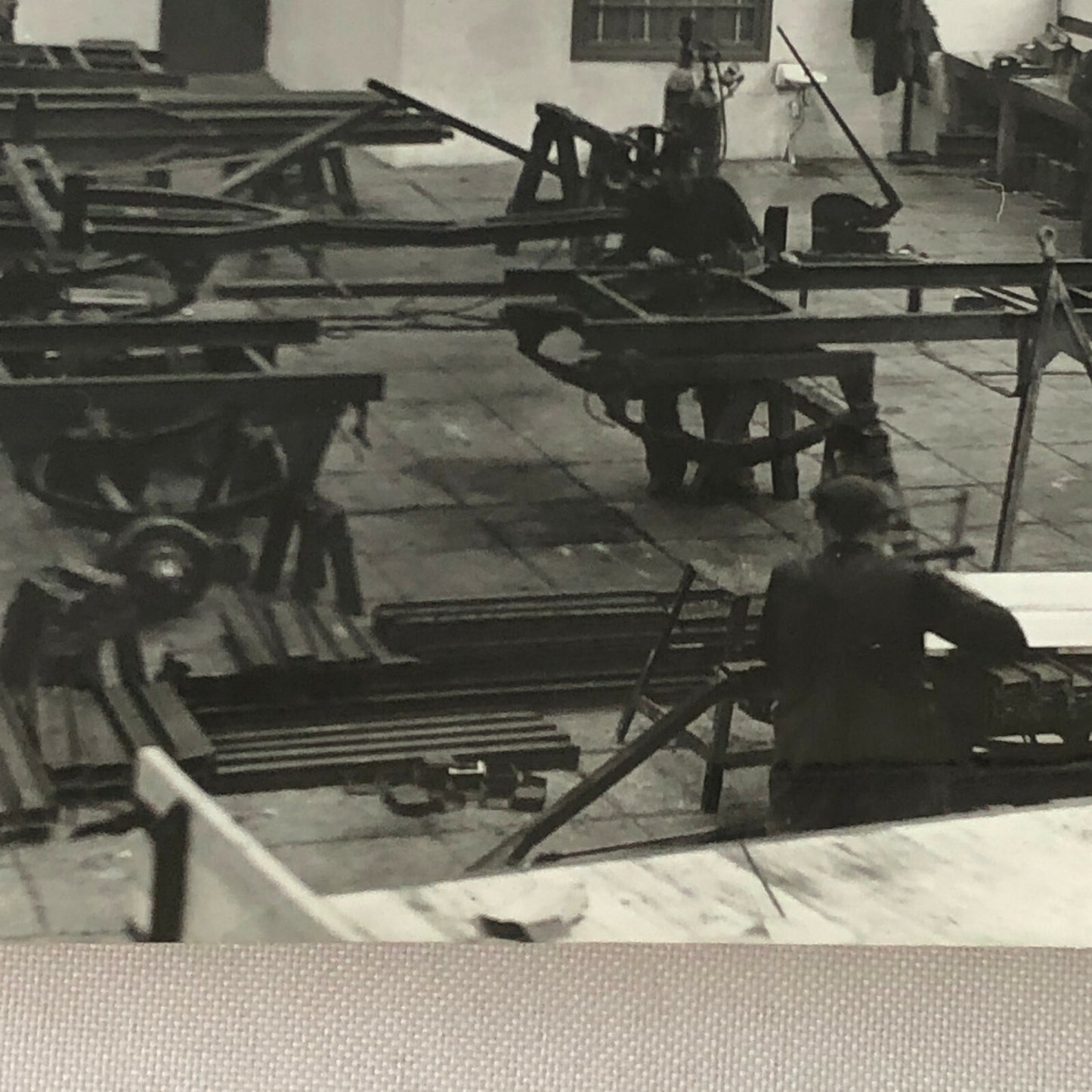 Antique Vintage Photograph of a Factory with Workers - Denmark Ergo Trailer ? 