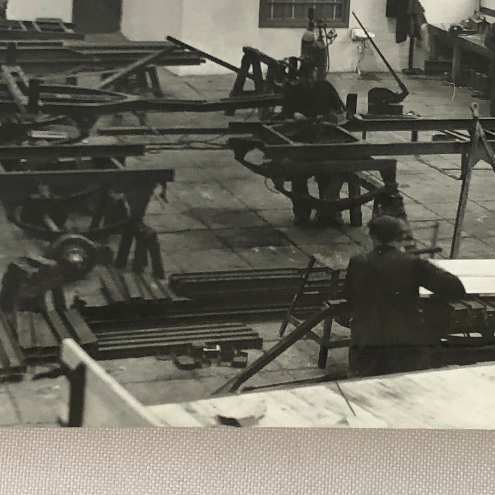 Antique Vintage Photograph of a Factory with Workers - Denmark Ergo Trailer ? 