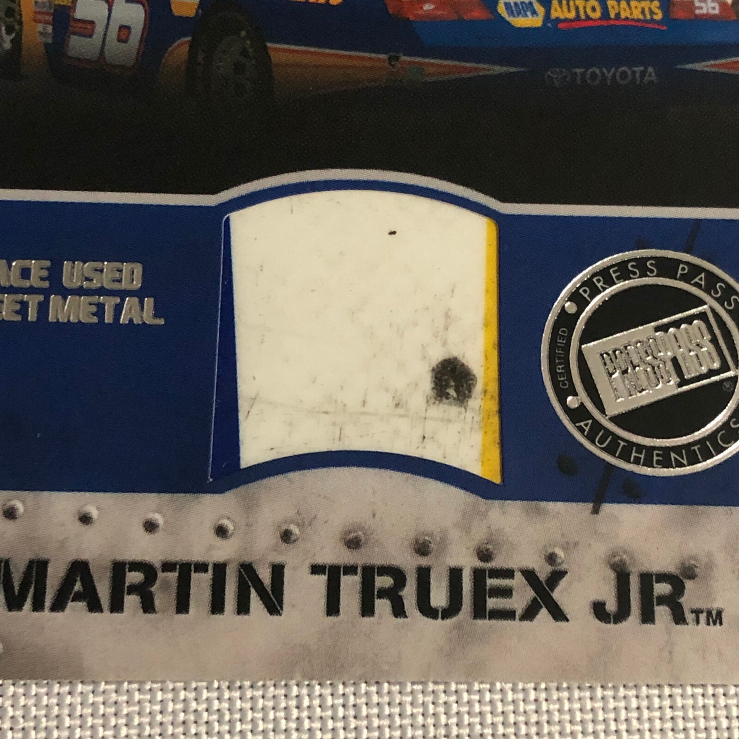 2010 Press Pass Martin Truex Jr Battle Armor Race Sheet Metal Relic Card /225