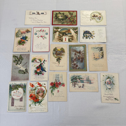 Antique Christmas & New Years Postcard Collection Lot Birds Flowers Xmas 100+