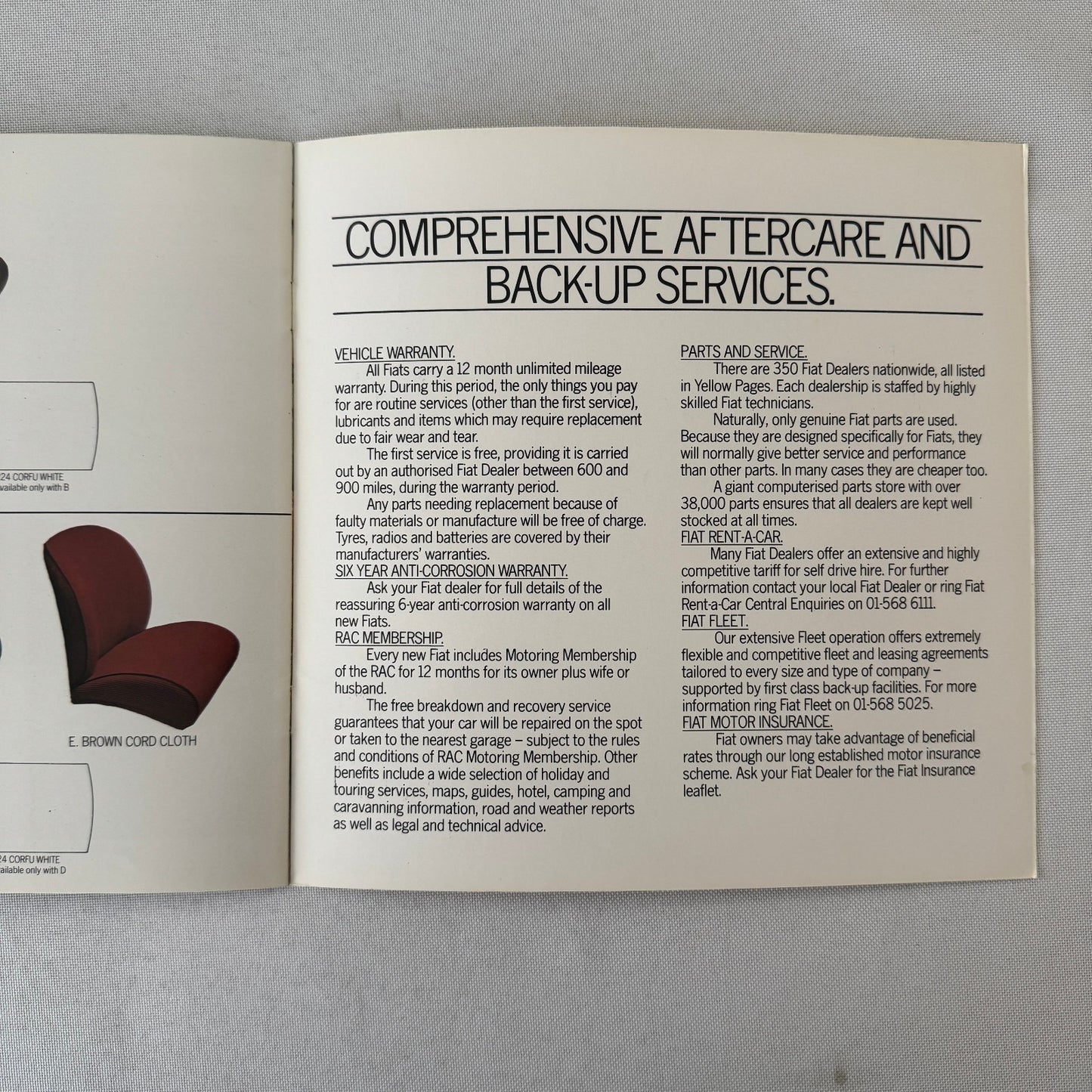 Fiat 126 Saloon and Fiat 126 DeVille Car Sales Brochure Catalog Vintage UK