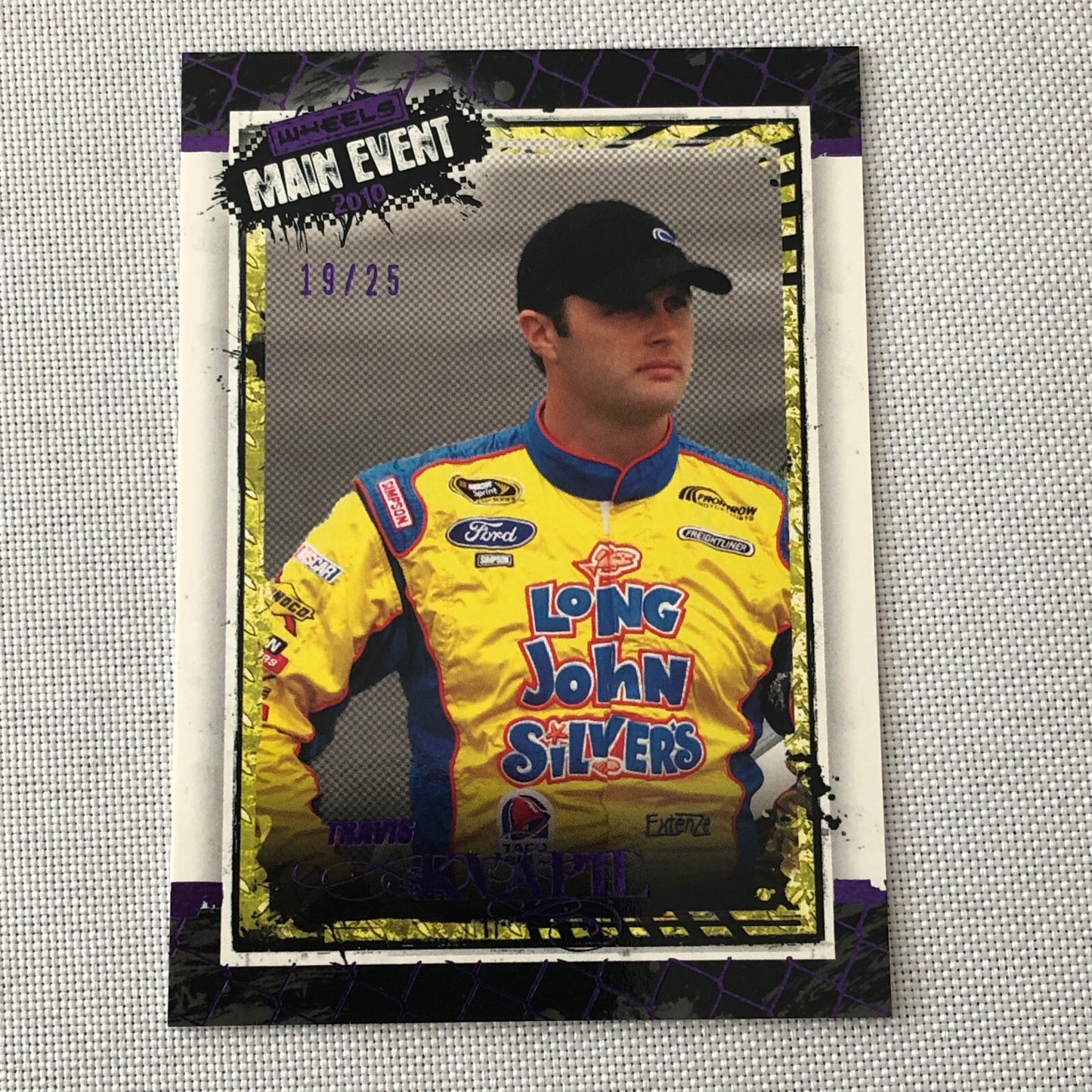 2010 Wheels Main Event Purple Parallel Nascar # 19/25 Travis Kvapil