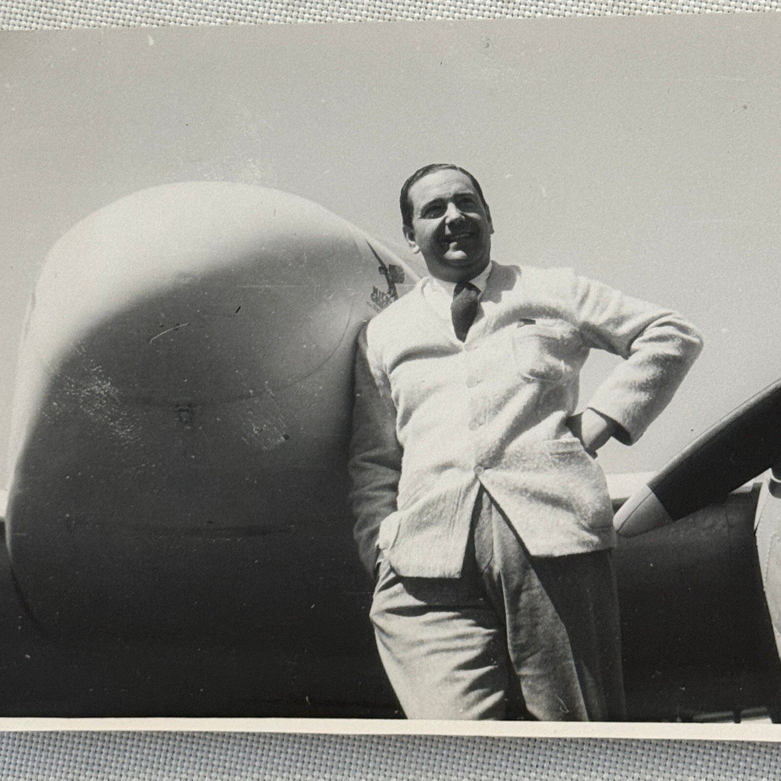 Man with Vintage Airplane Aircraft Plane Photo Photograph