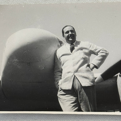 Man with Vintage Airplane Aircraft Plane Photo Photograph
