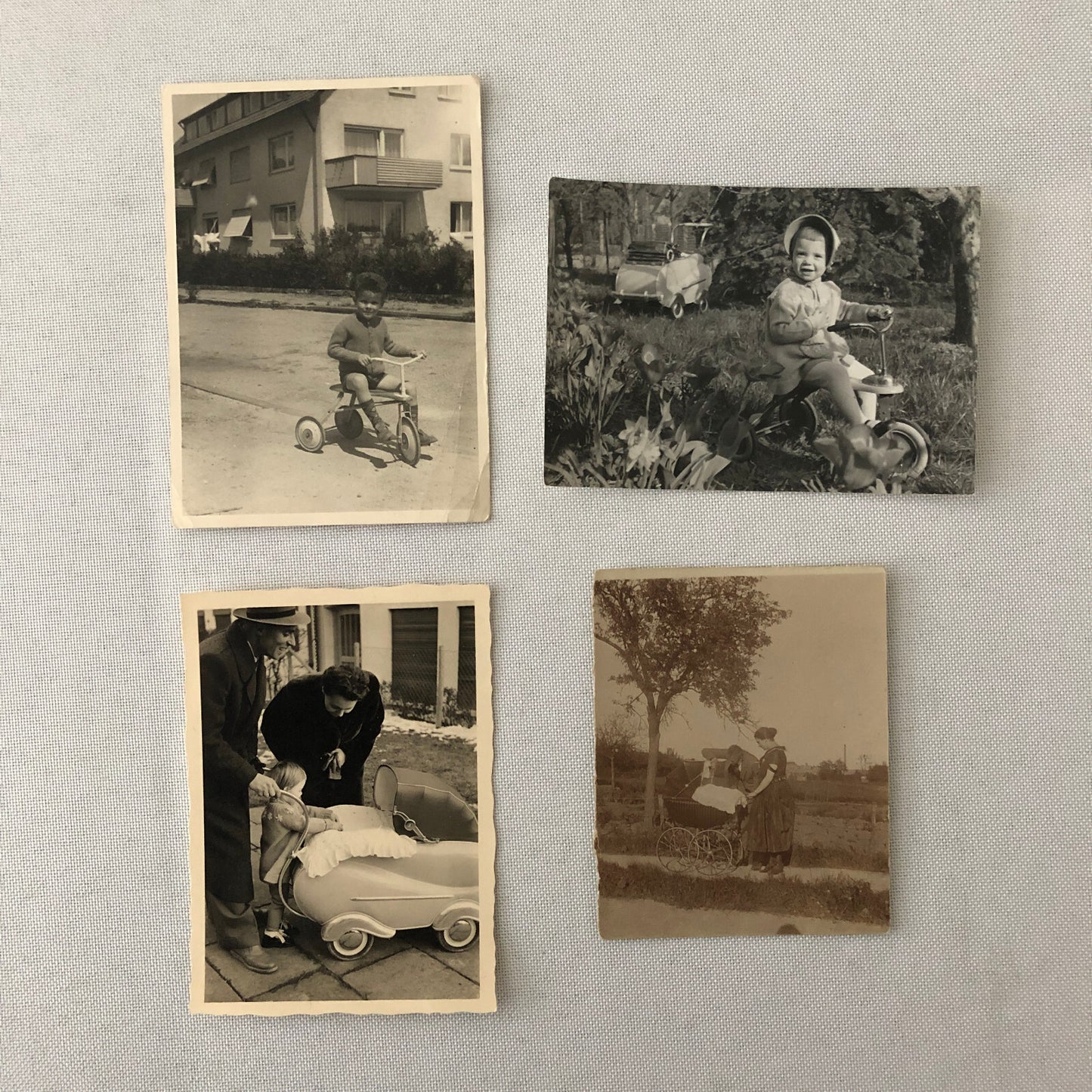Vintage Photograph Lot Children with Ride On Toys Bikes Cars Pedal Car Tricycle 