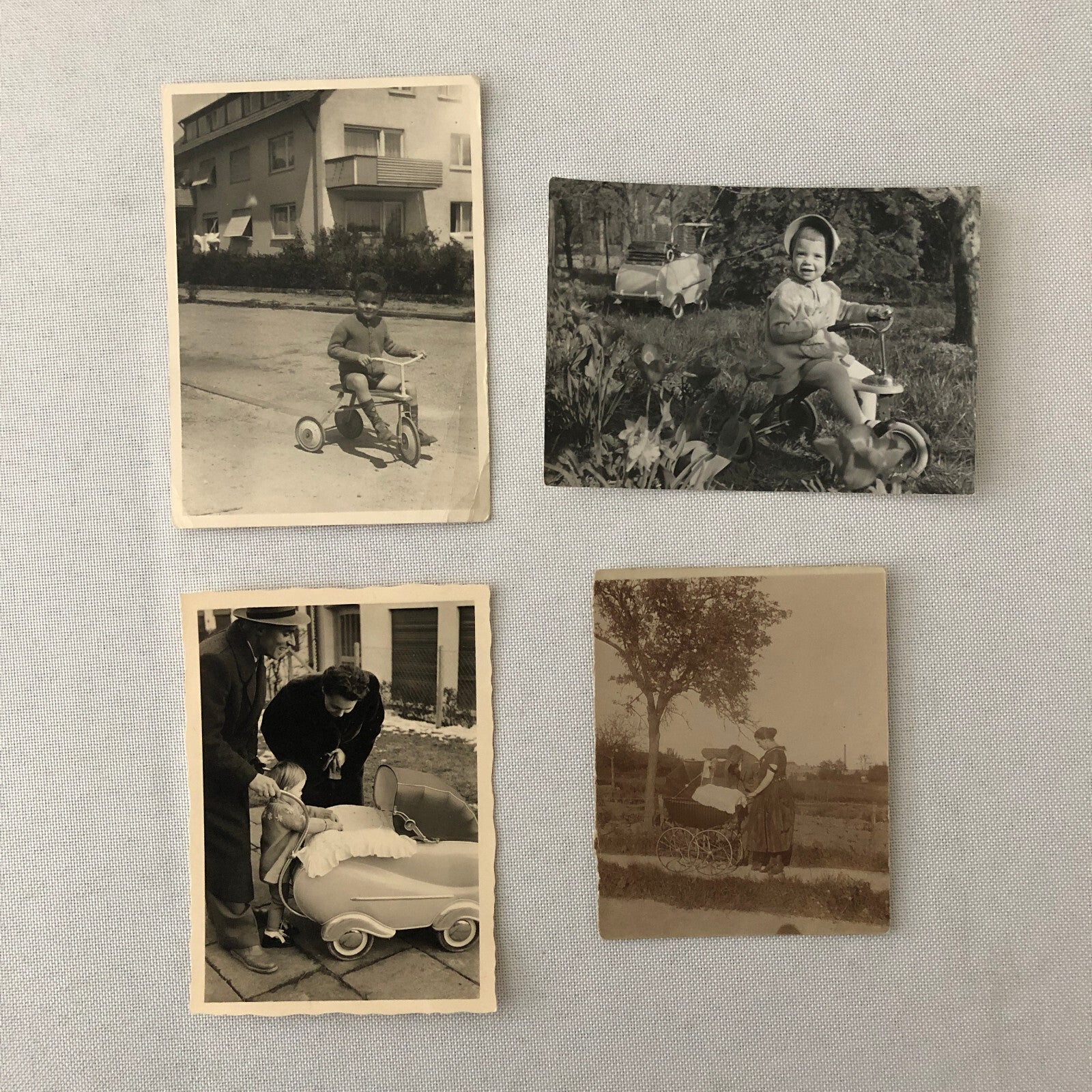 Vintage Photograph Lot Children with Ride On Toys Bikes Cars Pedal Car Tricycle 
