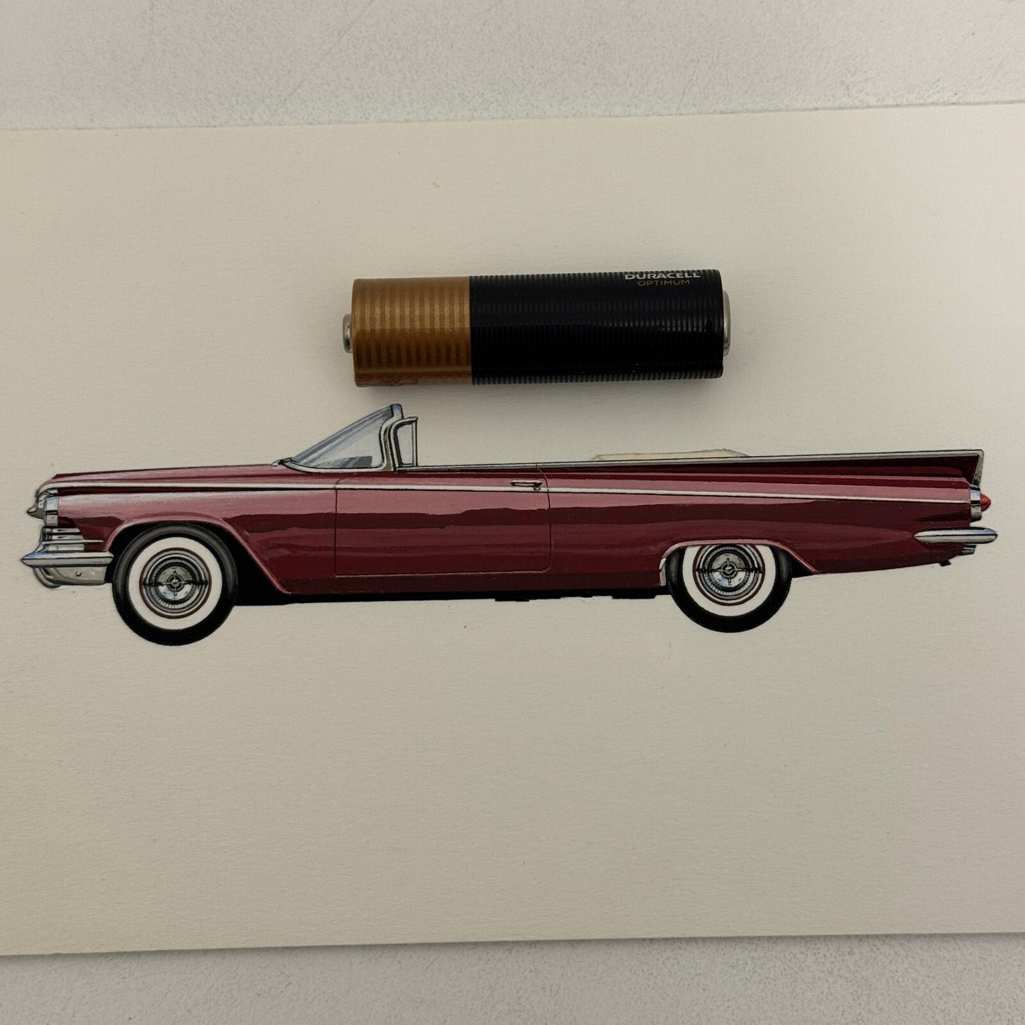 1959 Buick LeSabre Convertible Car Illustration Art Drawing Vintage Miniature