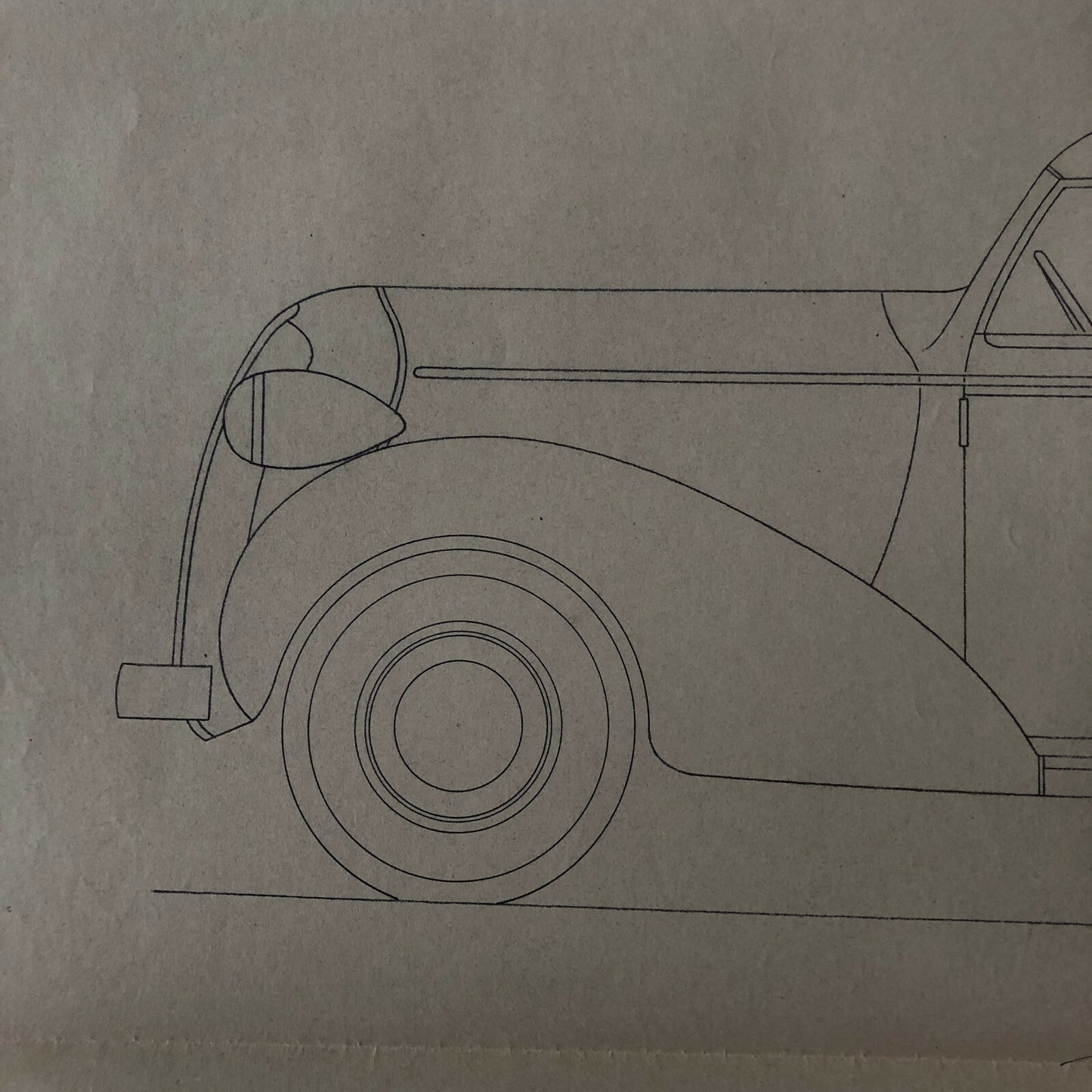 1936 Coachbuilder Car Design Blueprint Rendering Blue Print Coupe