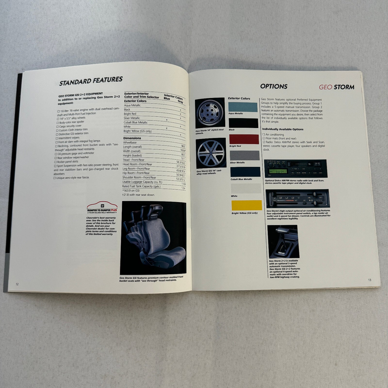 1990 Geo Car Sales Brochure Catalog Geo Metro Prizm Storm Tracker