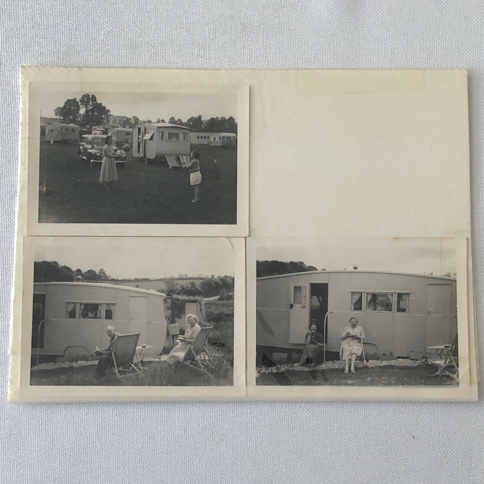 Vintage Photograph Lot of 3 - People in Camper Caravan Trailer Park 